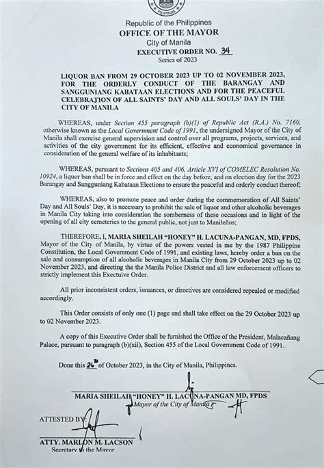 Manila LGU implements liquor ban for BSKE, Undas .